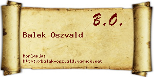 Balek Oszvald névjegykártya